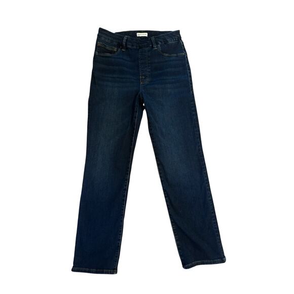Women L Good American Pull On Straight Indigo 491 Jeans Denim Pant Power Stretch - Picture 1 of 7